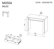 Tualettlaud Mossa MO10 (joonis mõõtudega)