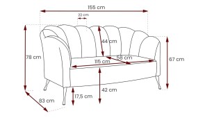 Sofa Adria mõõdud