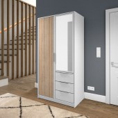 Riidekapp Bali Lux D2, valge/tamm wotan
