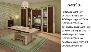 Sektsioon Notti 1 (mõõtudega, tamm sonoma hele/tamm sonoma tume/tamm sonoma hele)